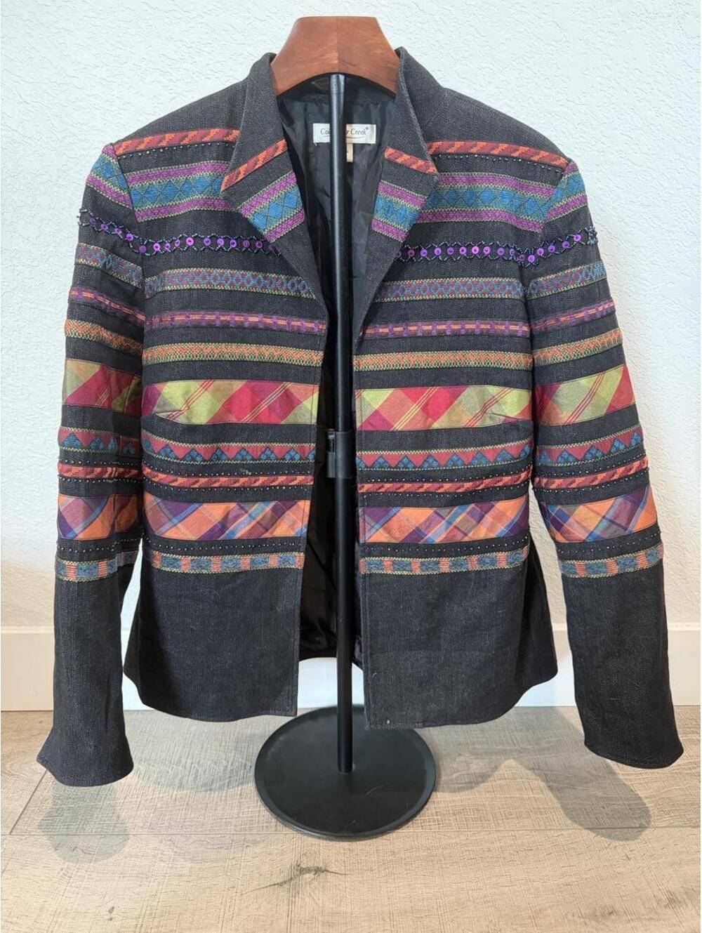 Coldwater Creek Women's  Multicolored Aztec Print Blazer Jacket
